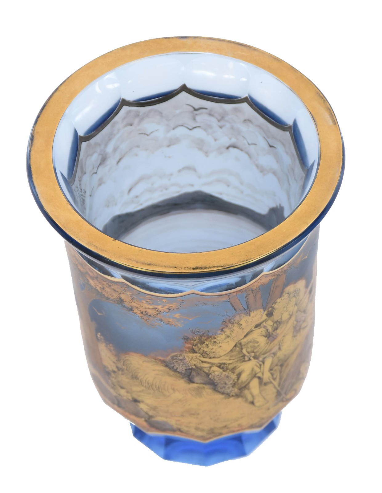 Vaso em cristal com cena galante, detalhes dourados. - foto 2 de 5