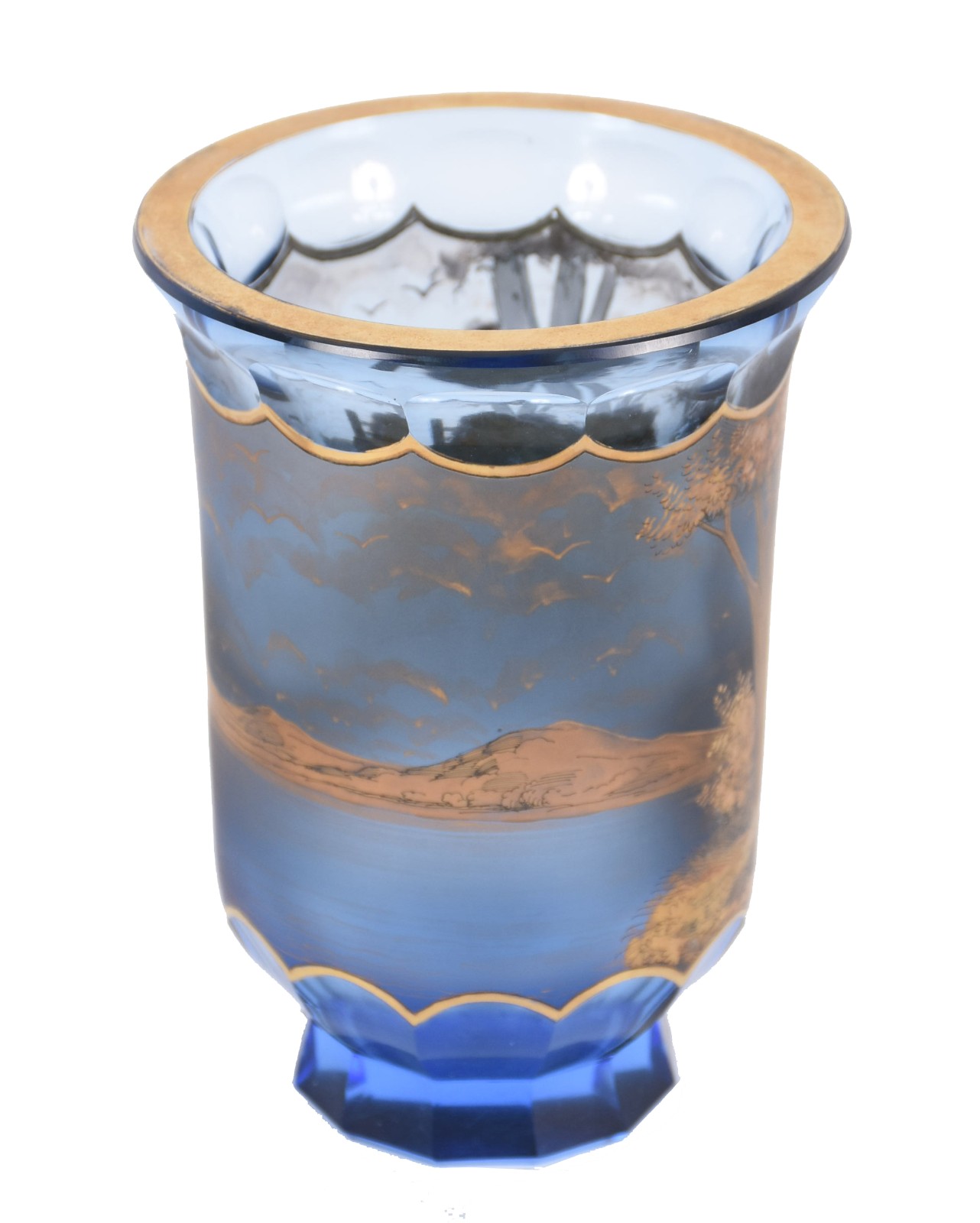 Vaso em cristal com cena galante, detalhes dourados. - foto 3 de 5