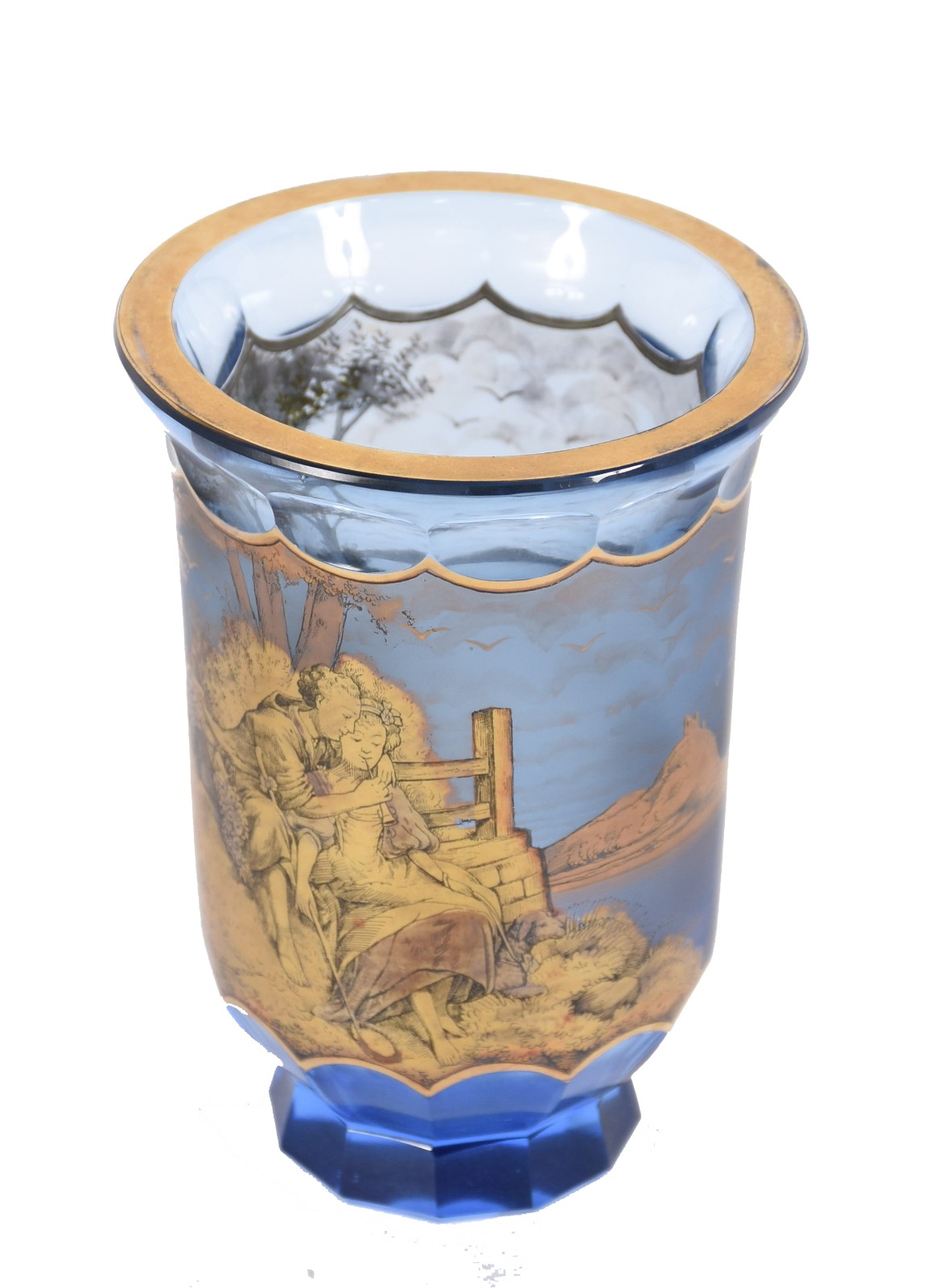 Vaso em cristal com cena galante, detalhes dourados. - foto 4 de 5