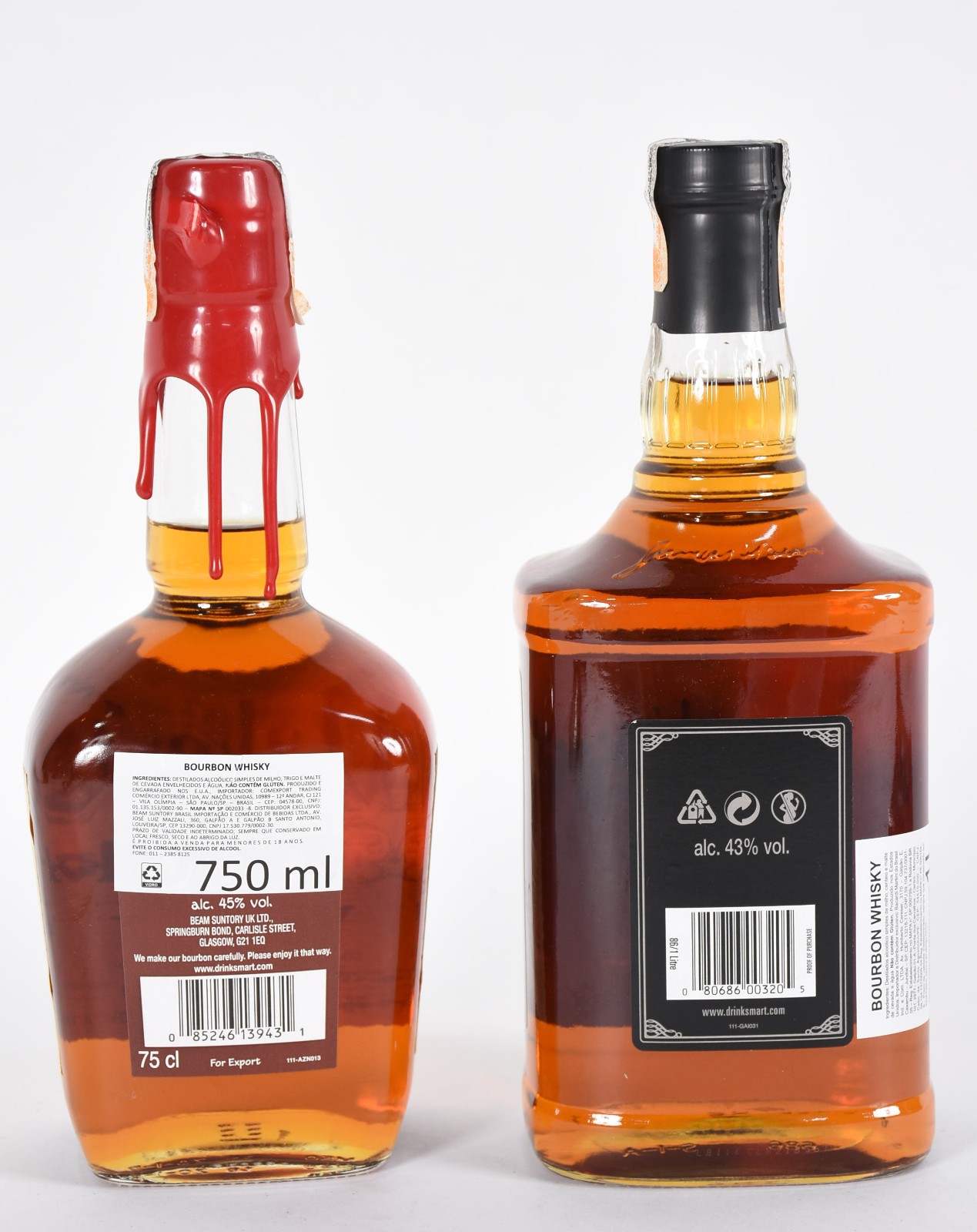 Duas garrafas de whisky, sendo Makers Mark e Jim Beam. - foto 6 de 7