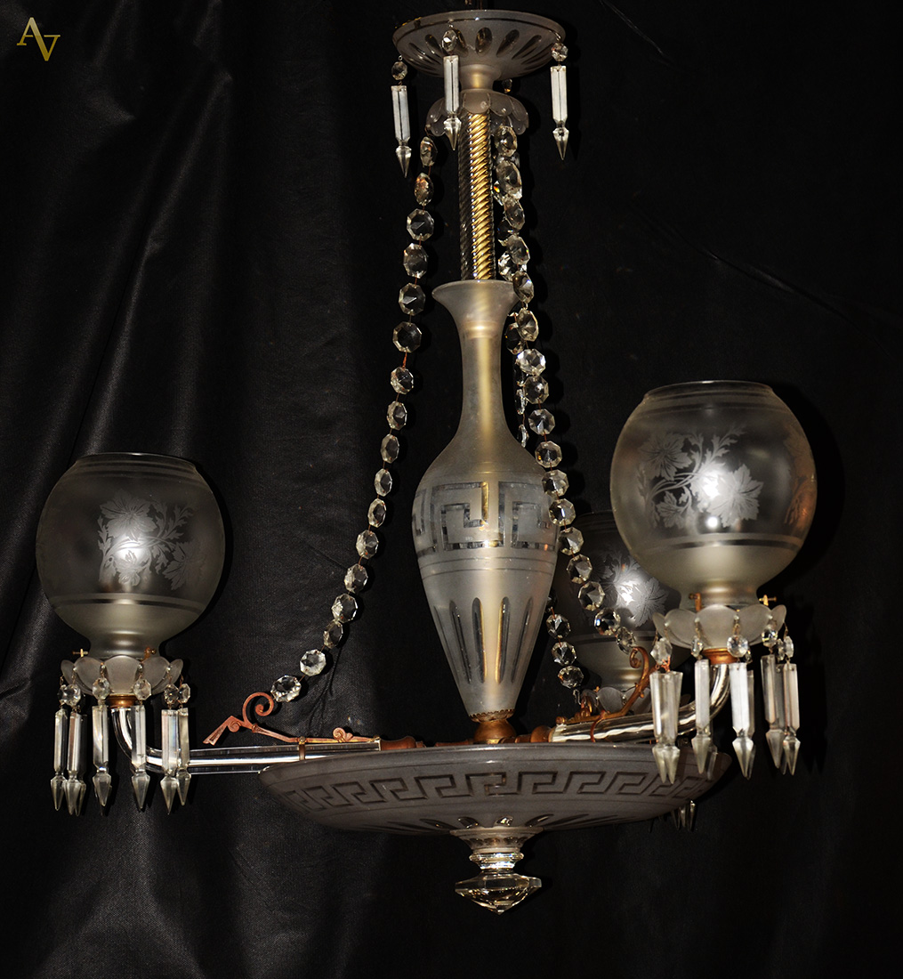 Lustre em cristal Baccarat para 3 luzes (diâmetro do prato 47 cm)