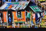 MOISÉS, Favela de Copa - Acrílico sobre tela, datado 2014, sem moldura.