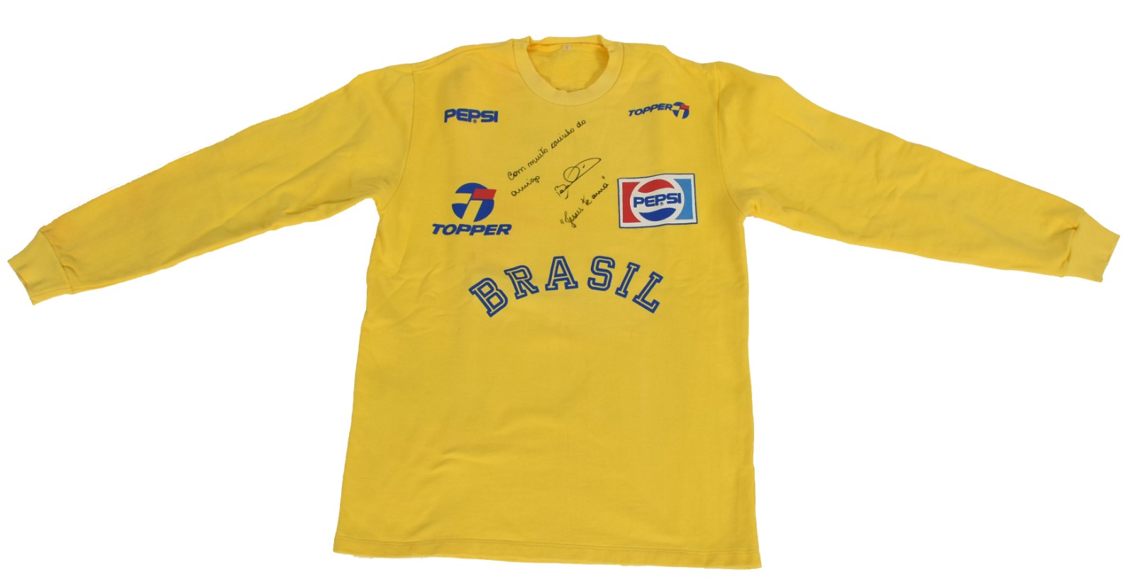 Blusão de moletom da Seleção Brasileira de 90, doada e autografada... - foto 1 de 4