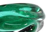 Cinzeiro de vidro decorativo na cor verde com p... - Cinzeiro de vidro decorativo na cor verde com pó de ouro, com pequeno bicado.