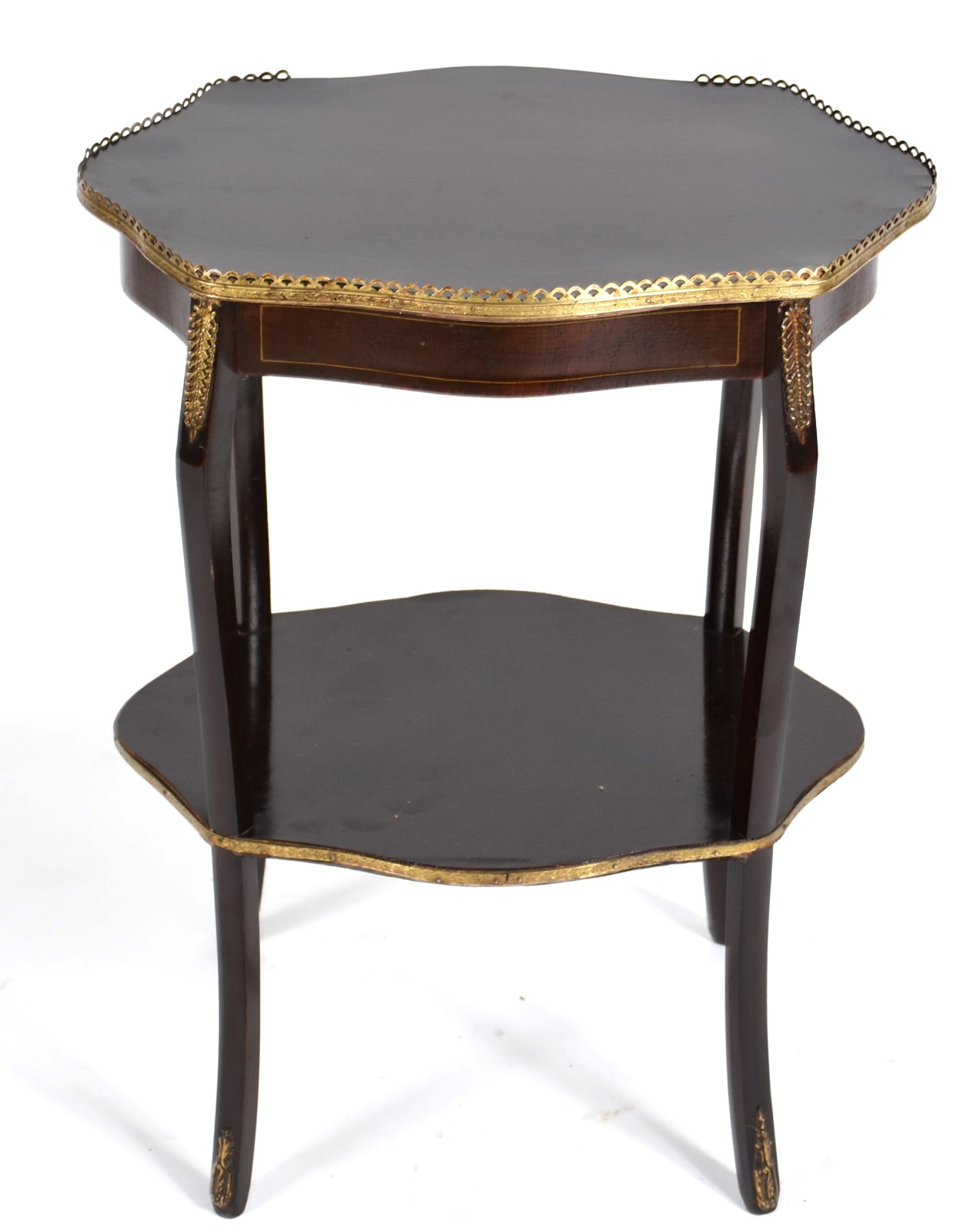 Mesa auxiliar de madeira nobre com grade nas bordas, com gaveta. - foto 5 de 5