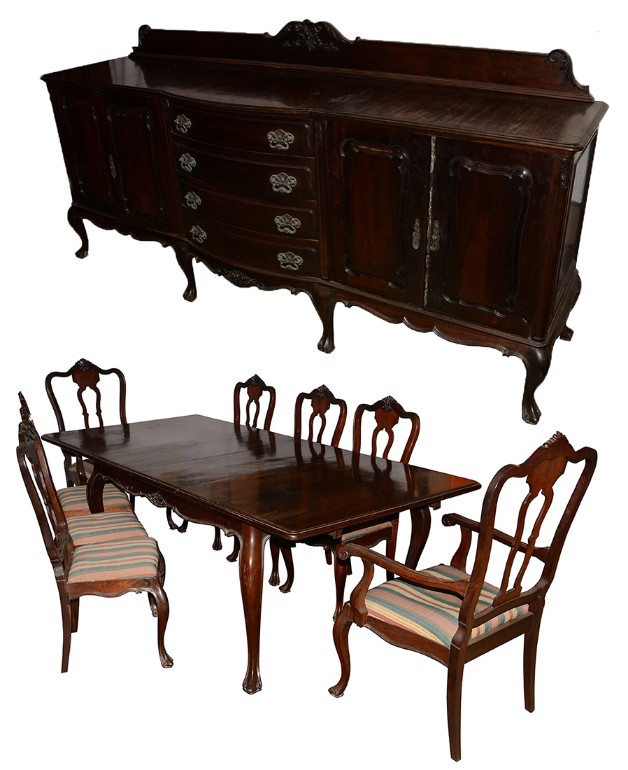 Conjunto de mesa de jantar com 8 cadeiras sendo 2 com braços (med...