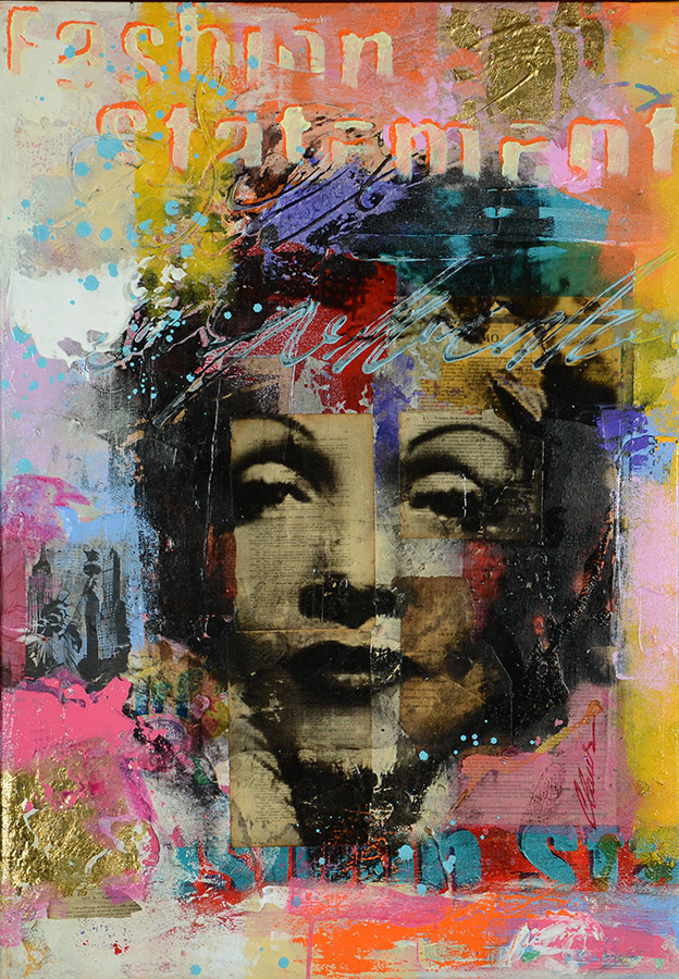 CLAUS COSTA - Marlene Dietrich - Técnica mista - 0,70 x 1,10 - foto 1 de 2