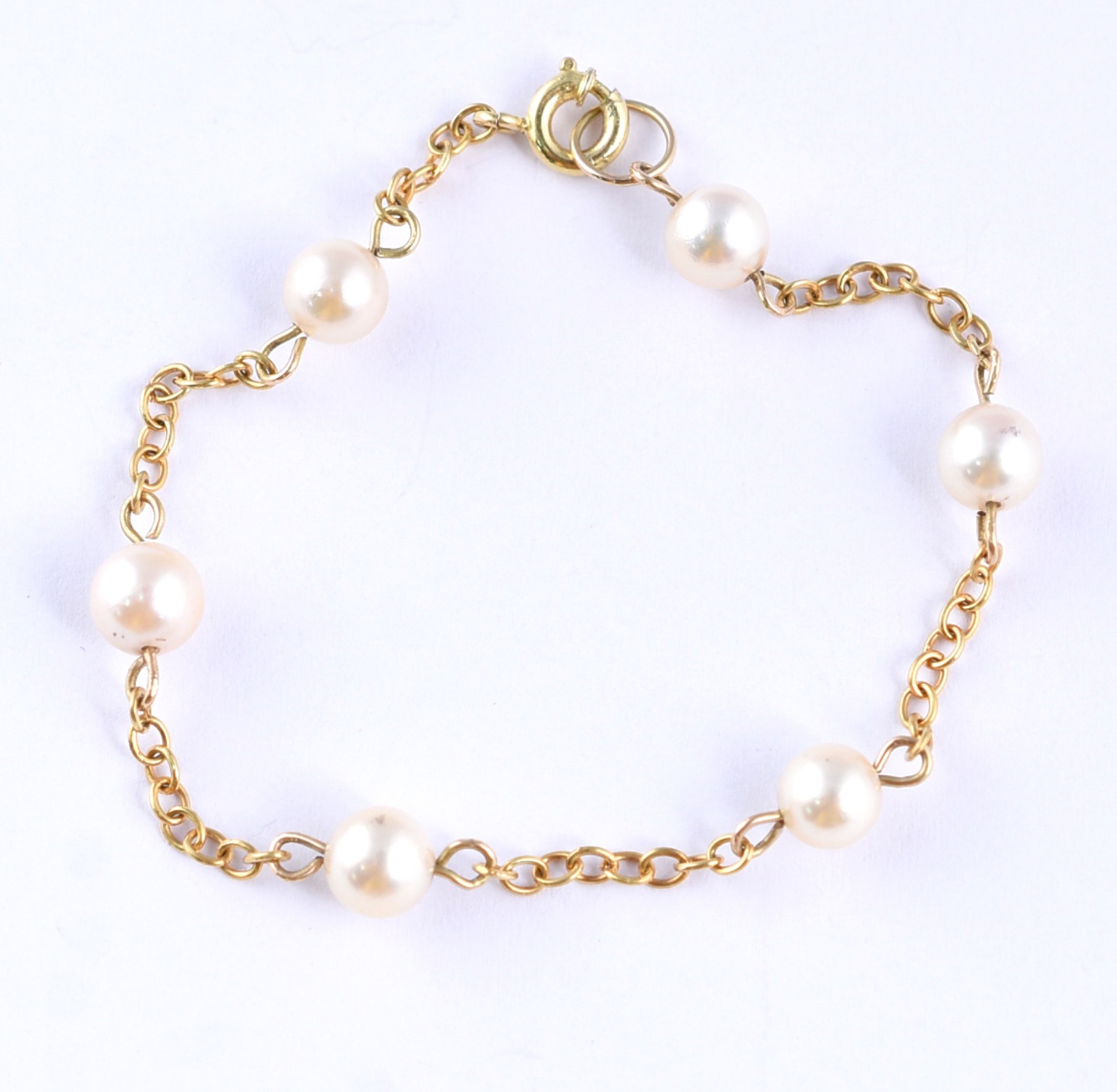 Pulseira em ouro 18 k, feitio corrente com 6 perolas brancas ( Por... - foto 2 de 3