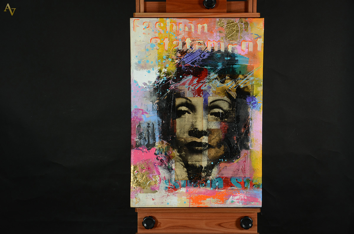 CLAUS COSTA - Marlene Dietrich - Técnica mista - 0,70 x 1,10 - foto 2 de 2