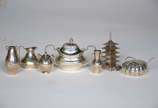 Sete peças miniaturas de prata de lei, alts.de ... - Sete peças miniaturas de prata de lei, alts.de 3 a 7 cm.