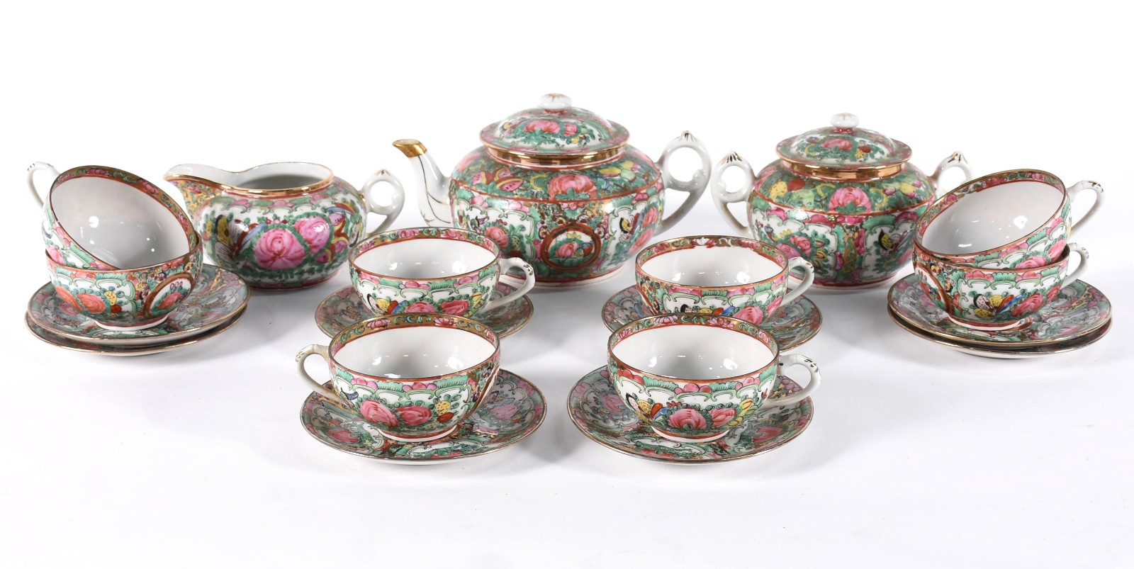 Aparelho de chá de porcelana chinesa composto de: 8 xícaras com... - foto 2 de 6