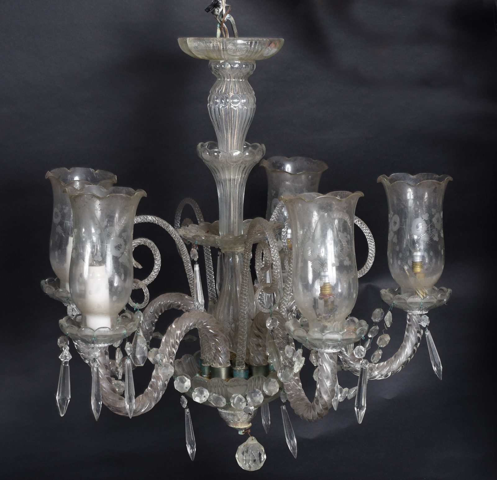 Lustre de cristal para 5 luzes. - foto 1 de 3