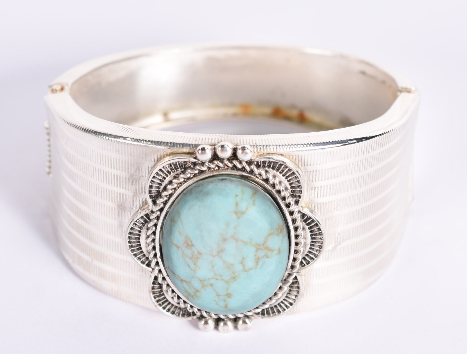 Pulseira com banho de prata, com pedra turquesa. - foto 1 de 5