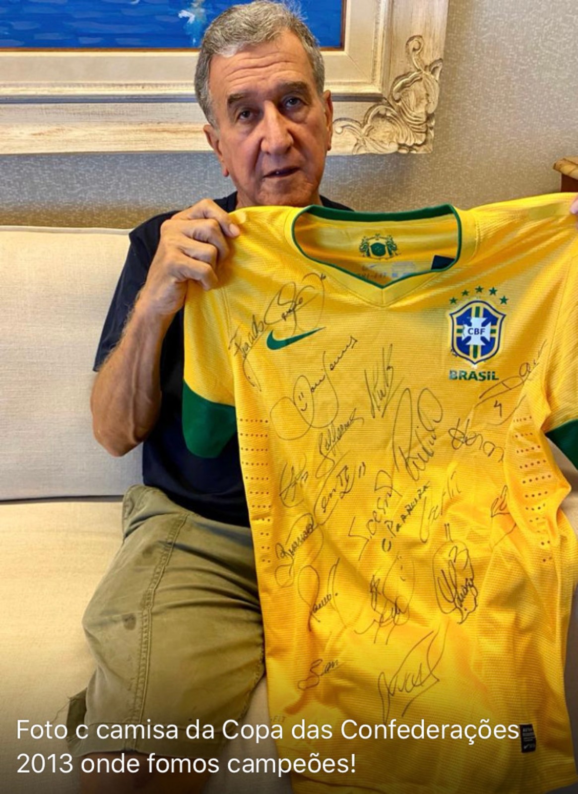 Camisa da conquista da Copa das Confederações 2013, autografada pelos... - foto 2 de 10