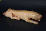 ARTE POPULAR -Figura de onça esculpida em madei... - ARTE POPULAR -Figura de onça esculpida em madeira - ass.MIRAMAR - compr. 50 cm.