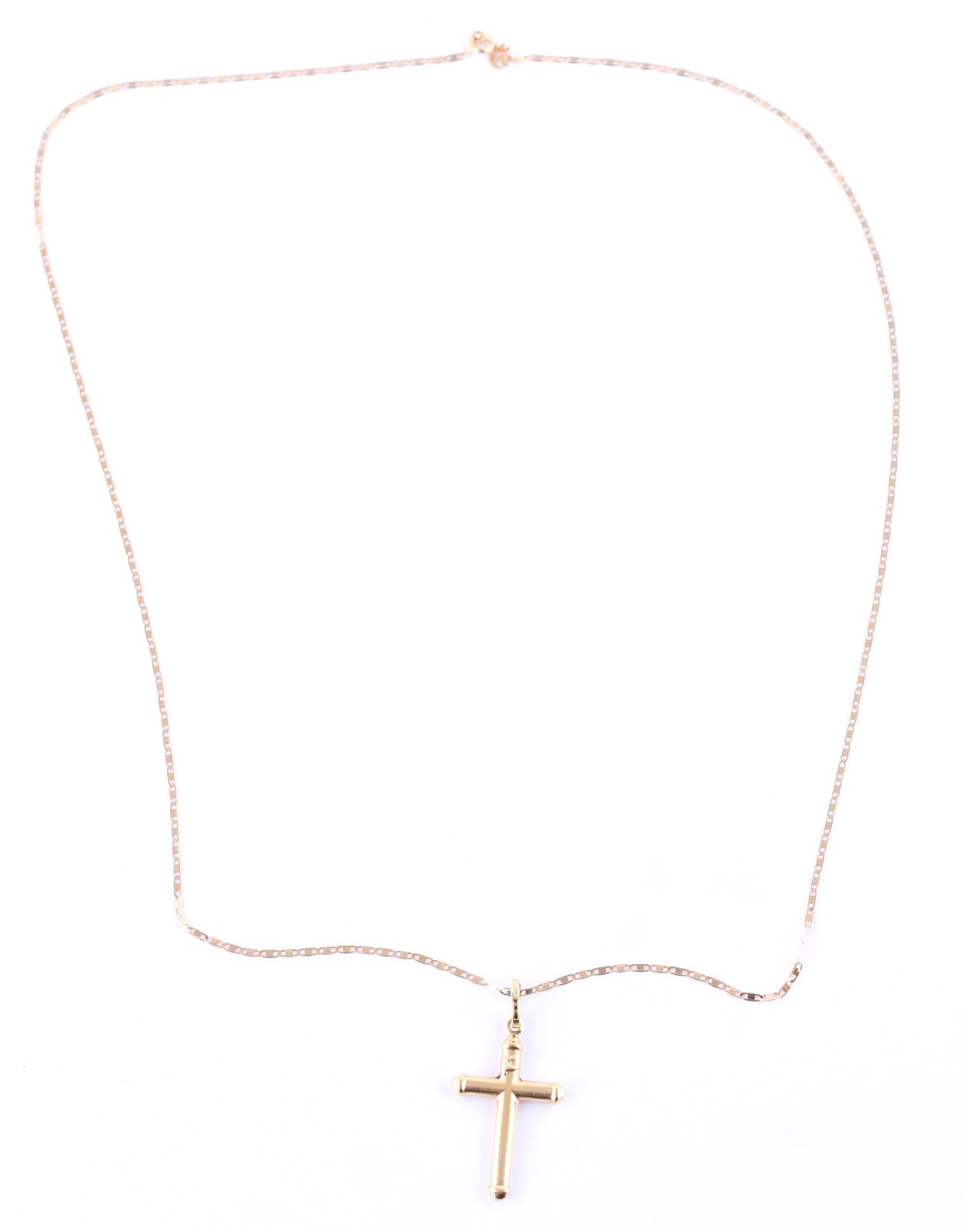 Gargantilha de ouro 18 k, contraste 750 feitio lamina e crucifixo... - foto 2 de 5