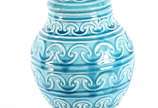 Potiche de cerâmica vitrificada, com detalhes e... - Potiche de cerâmica vitrificada, com detalhes em relevo , na cor azul turquesa.