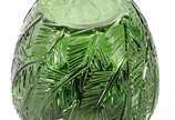 Vaso de vidro decorativo na cor verde com detal... - Vaso de vidro decorativo na cor verde com detalhes em relevo, bocal de metal dourado.