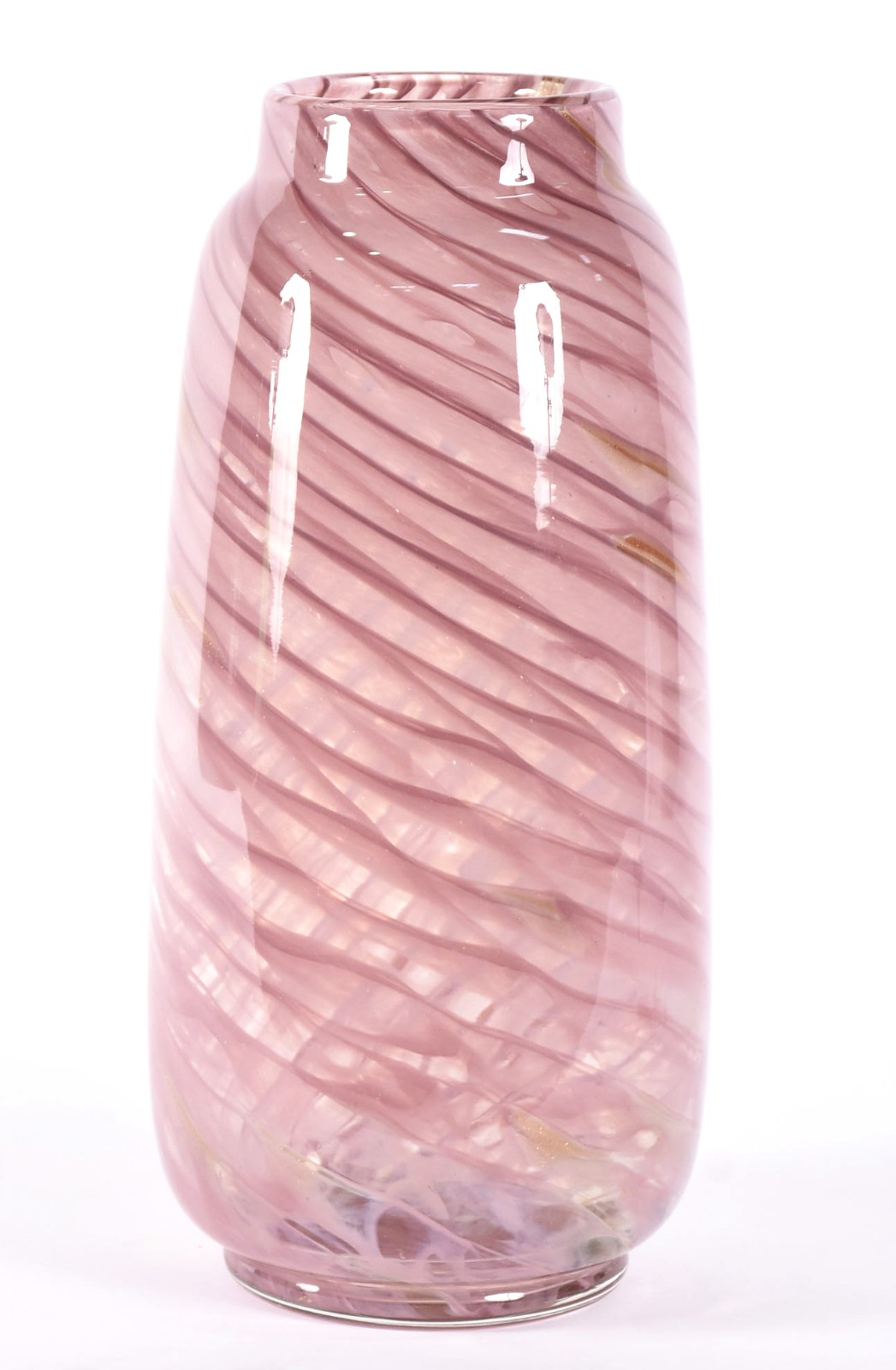 Vaso de vidro decorativo na cor lilás com pó de ouro. - foto 1 de 3