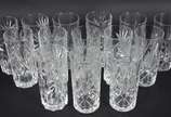 Quatorze copos longos de cristal italiano lapid... - Quatorze copos longos de cristal italiano lapidado.