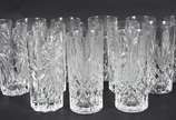 Quatorze copos longos de cristal italiano lapid... - Quatorze copos longos de cristal italiano lapidado.