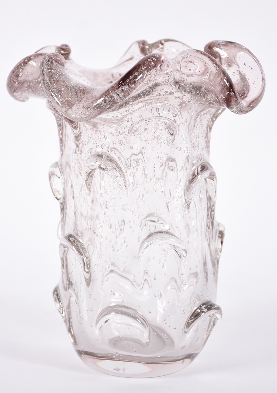 Vaso de vidro decorativo, borda feitio babado. - foto 2 de 3