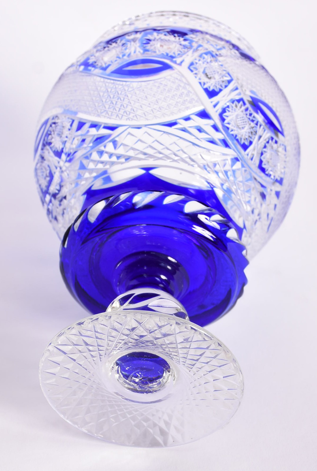 Compoteira de cristal doublé azul lapidado. - foto 4 de 4