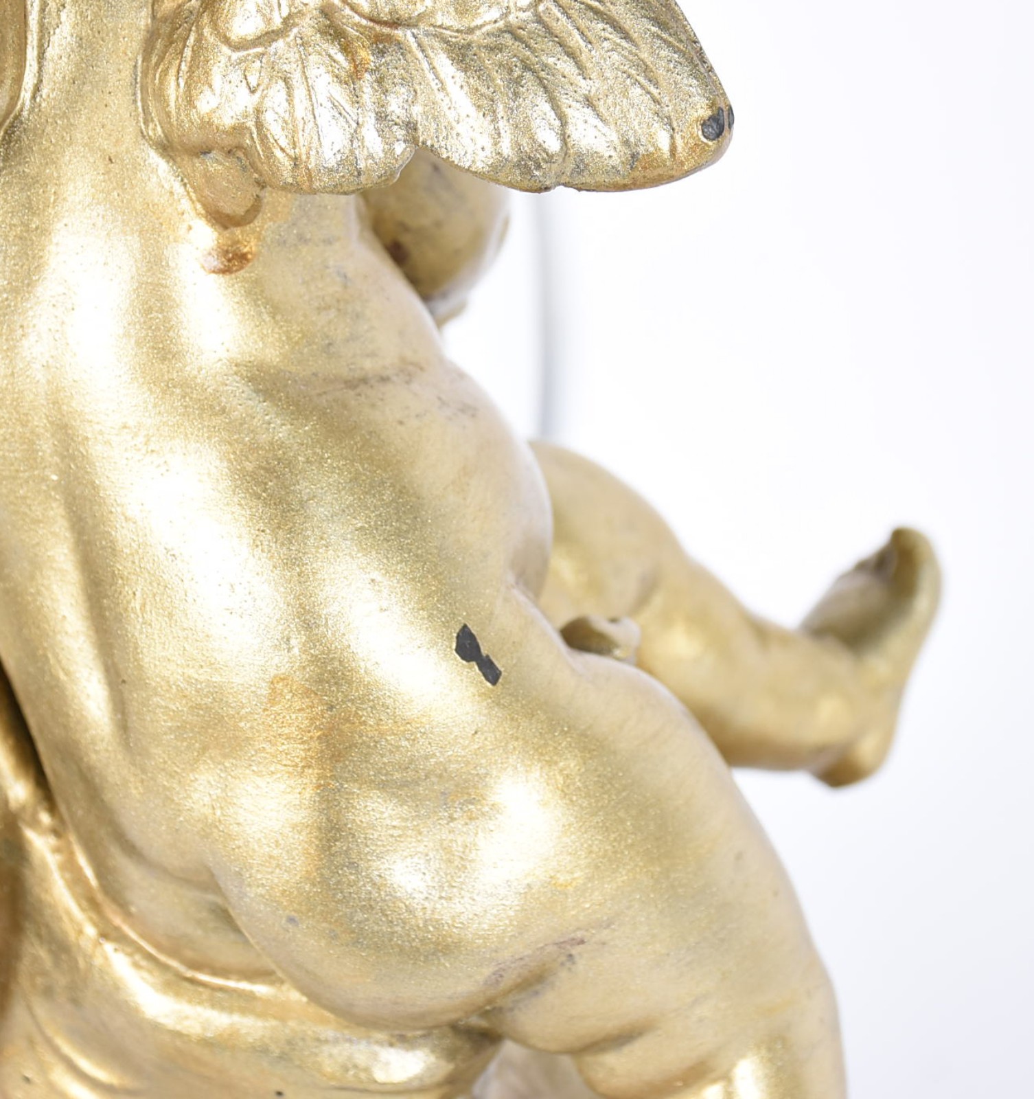 Relógio de mesa de bronze dourado frances com figura de anjo, base de... - foto 6 de 8