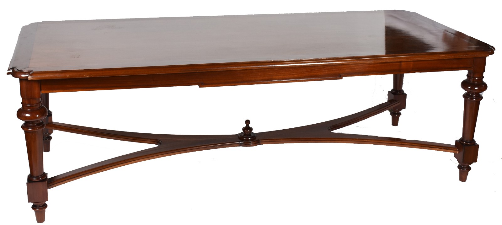 Mesa de jantar de madeira nobre, quatro pernas torneadas ligadas por... - foto 2 de 9