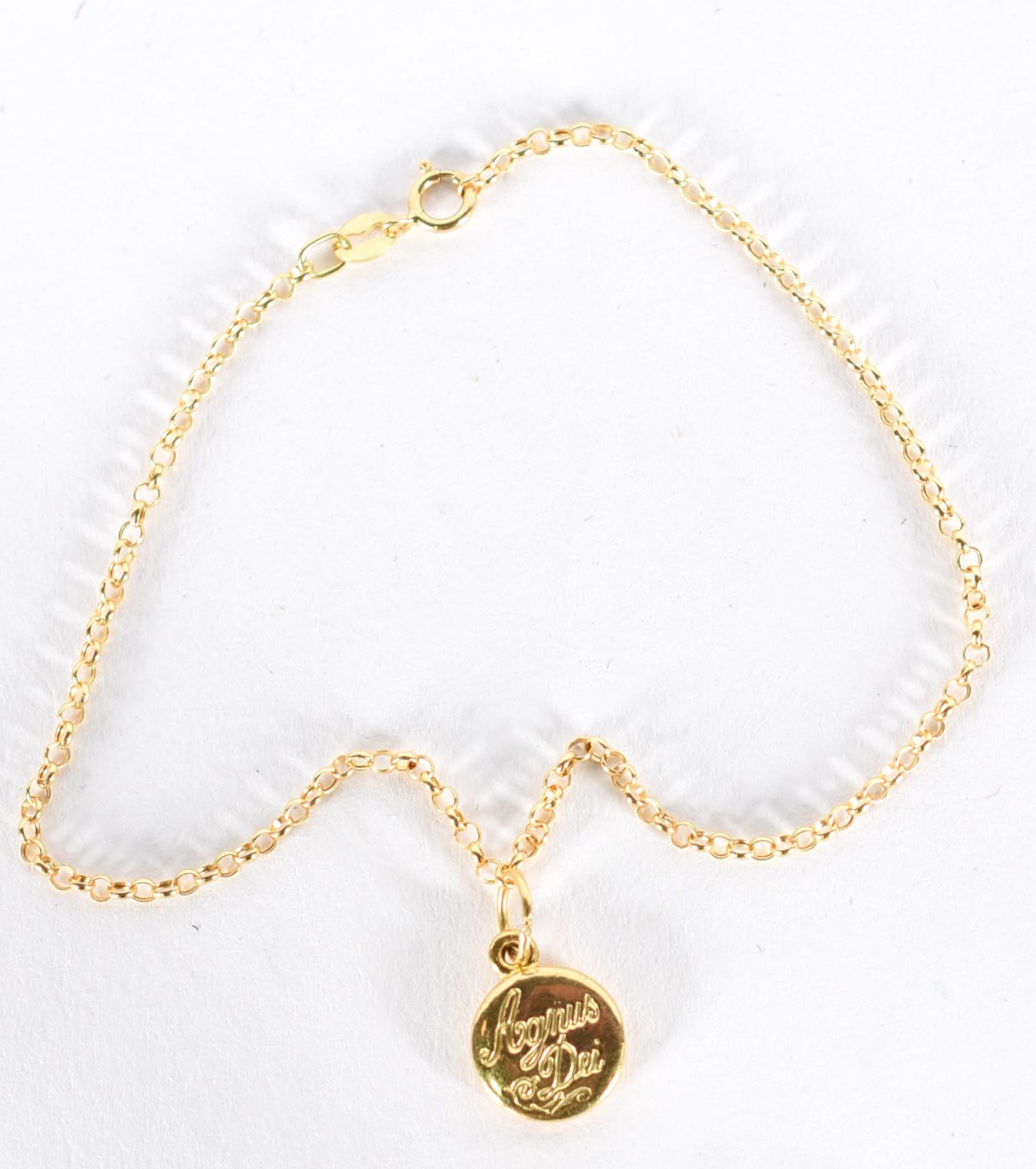 Pulseira em ouro 18 k contrastado feitio argolinhas com pingente (Por... - foto 2 de 4