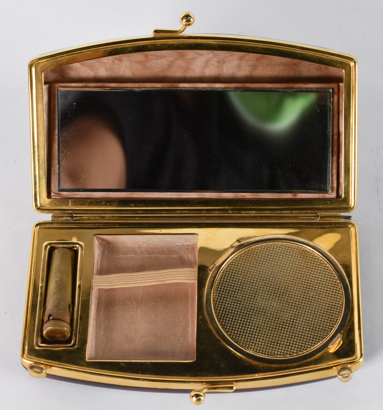 Bolsa clutch de material sintético "tartaruga" e metal dourado... - foto 4 de 5