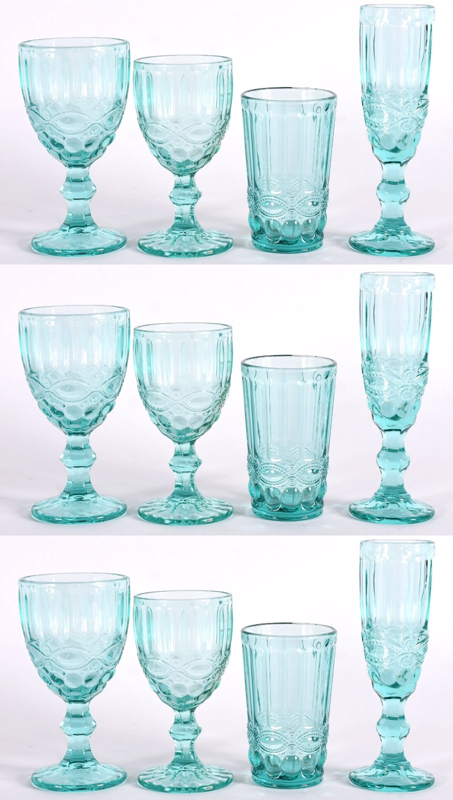 Serviço de taças em vidro na cor verde composto de: 12 flutes, 12... - foto 1 de 5