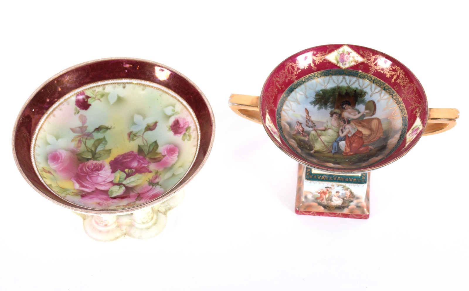 Duas fruteiras de porcelana austríaca decoradas em policromia. - foto 3 de 6
