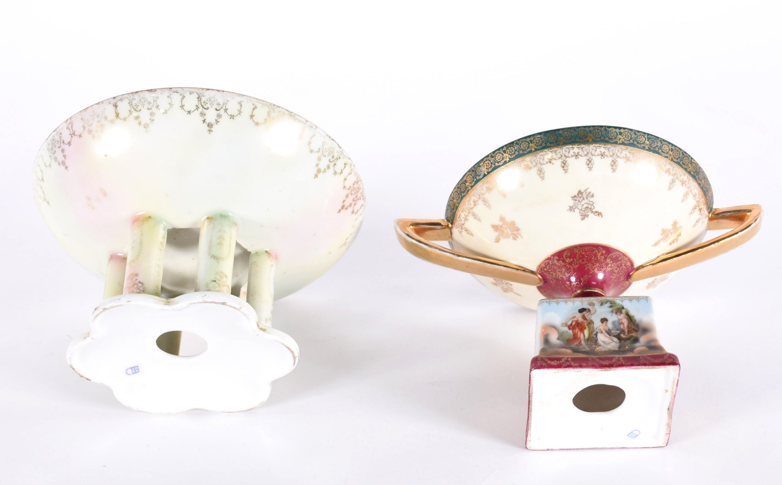 Duas fruteiras de porcelana austríaca decoradas em policromia. - foto 4 de 6