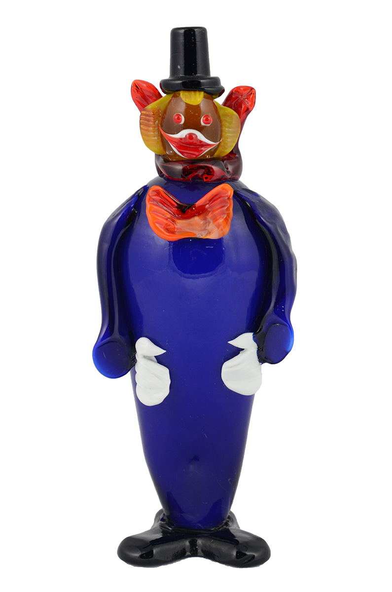 Palhaço de murano na cor azul com gravata vermelha, altura 33 cm . - foto 1 de 2