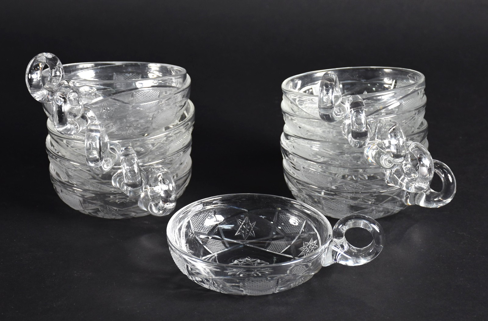Onze taças com alças para sobremesa de cristal lapidado. - foto 6 de 6
