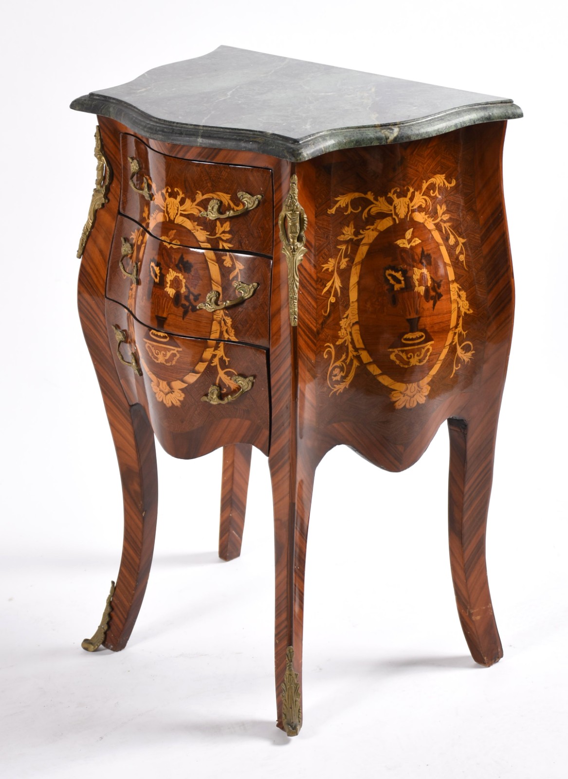 Comoda bombe em madeira nobre estilo frances, tres gavetas, tampo em... - foto 1 de 5