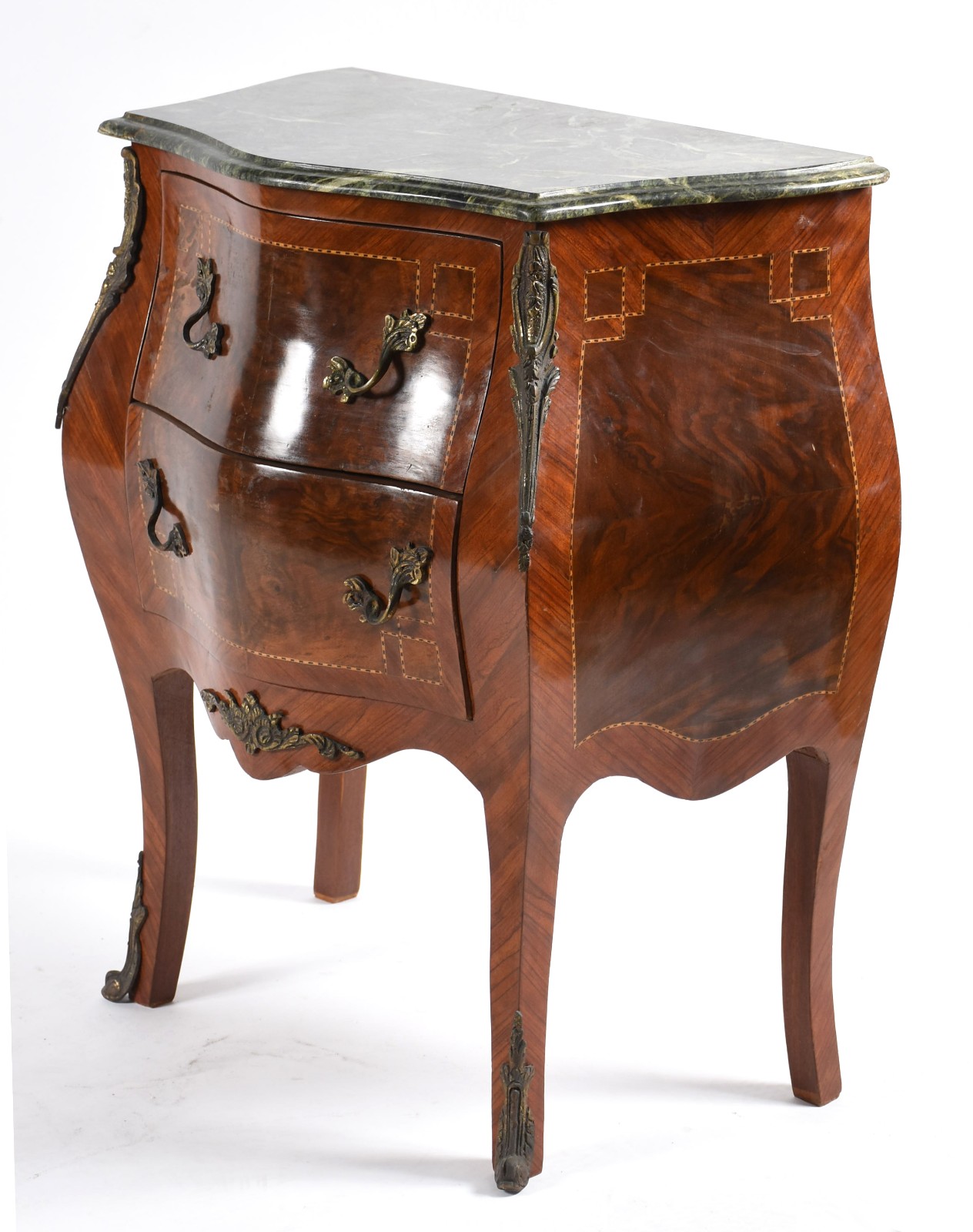 Comoda bombe de madeira nobre estilo frances, duas gavetas, tampo de... - foto 1 de 5