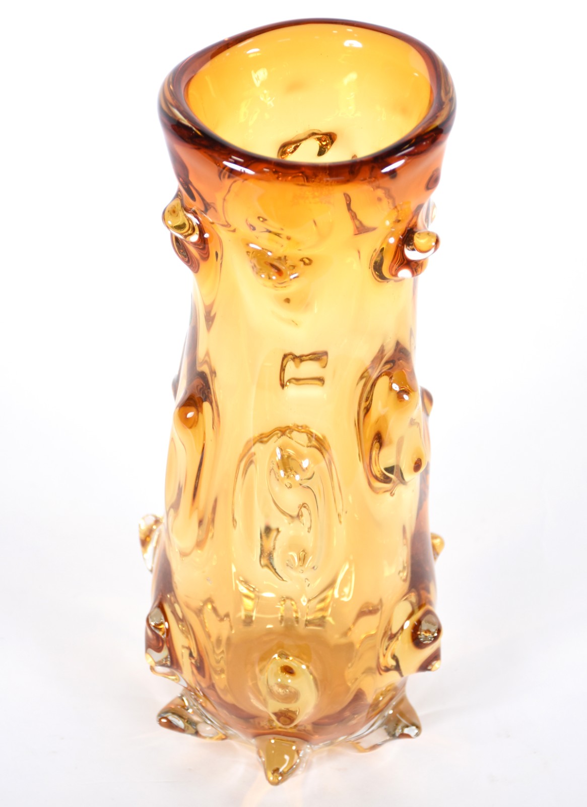 Vaso de vidro decorativo na cor âmbar. - foto 2 de 3