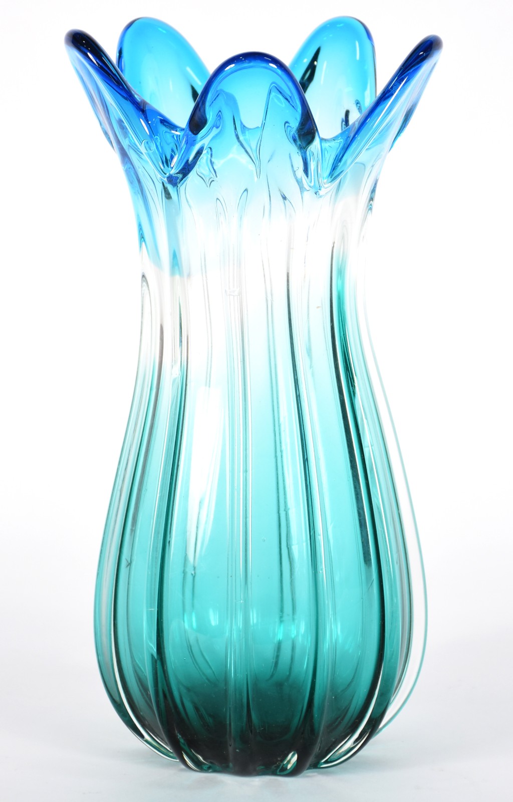 Vaso de vidro decorativo na cor verde e azul. - foto 2 de 3
