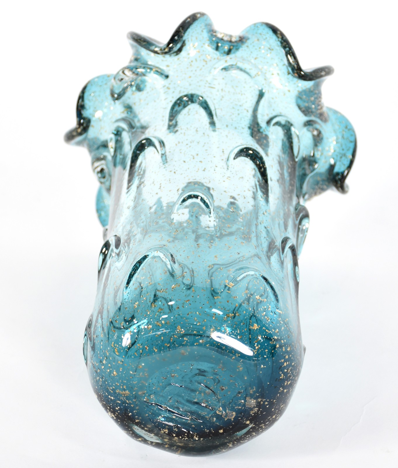 Vaso de vidro decorativo na cor azul com pó de ouro. - foto 3 de 3
