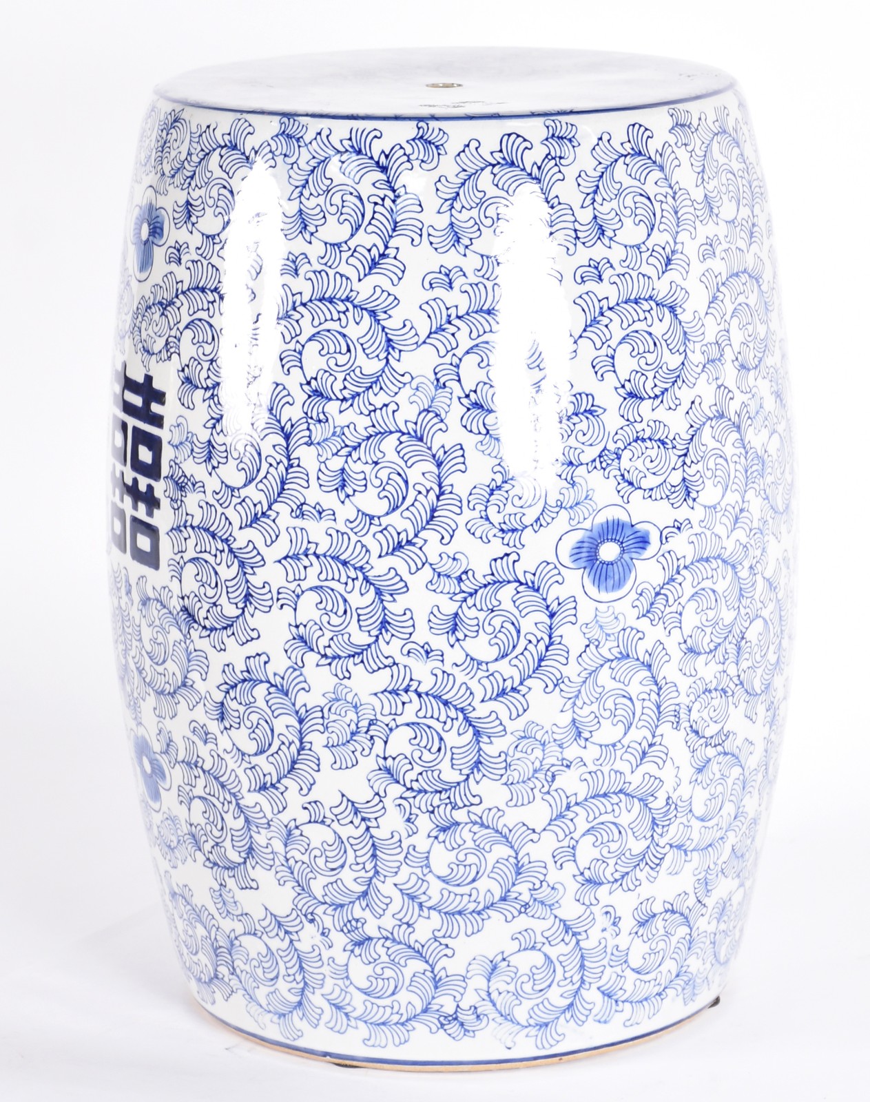 Tamborete (seat garden) de porcelana na cor azul e branco. - foto 2 de 4