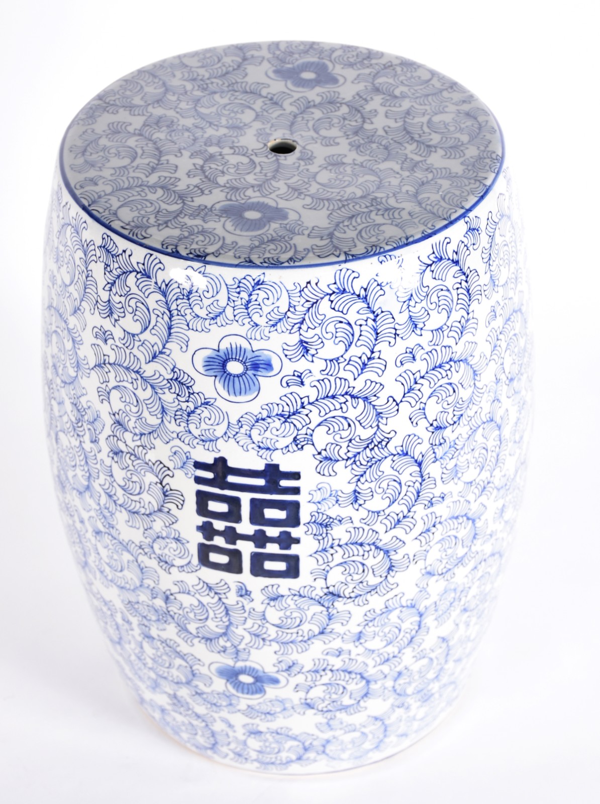 Tamborete (seat garden) de porcelana na cor azul e branco. - foto 3 de 4