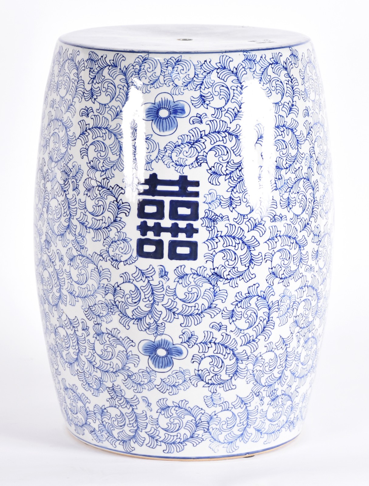 Tamborete (seat garden) de porcelana na cor azul e branco. - foto 1 de 4