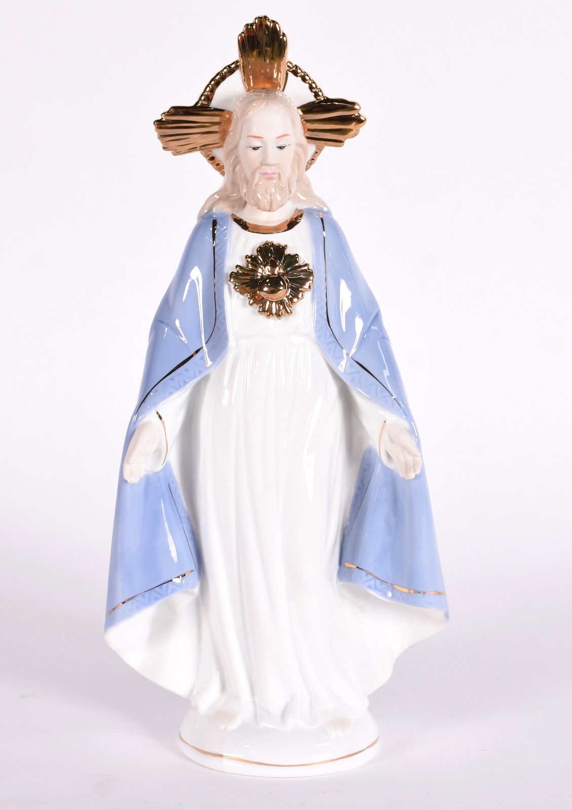 Escultura de porcelana representando sagrado coração de Jesus. - foto 1 de 4