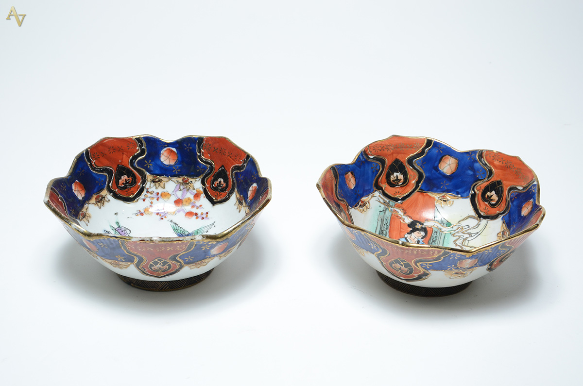 Par de bowls de porcelana chinesa. Diâmetro 20 altura 9 cm.