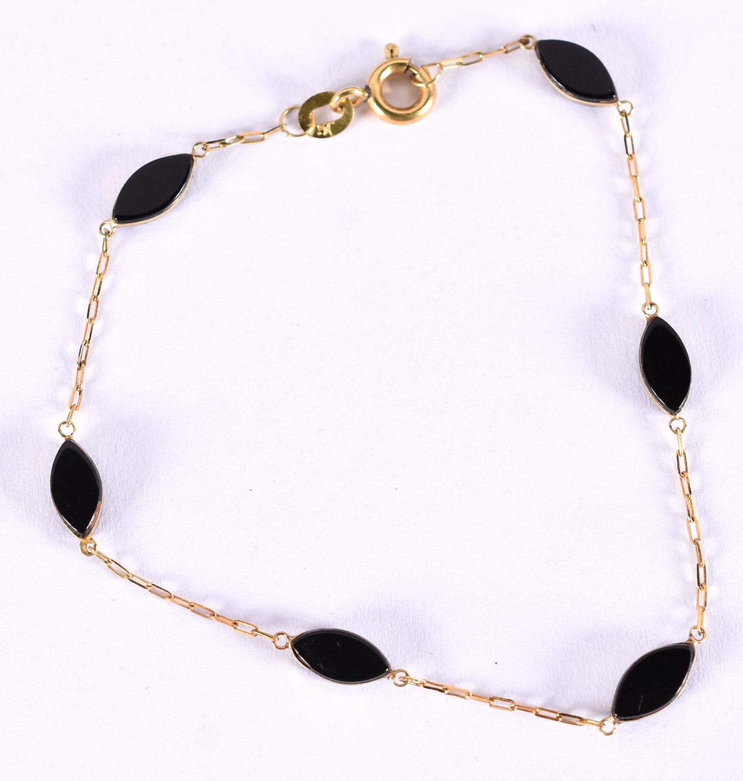 Pulseira com navetes onix em ouro 18 k contraste 750 mls (Por motivos... - foto 1 de 4