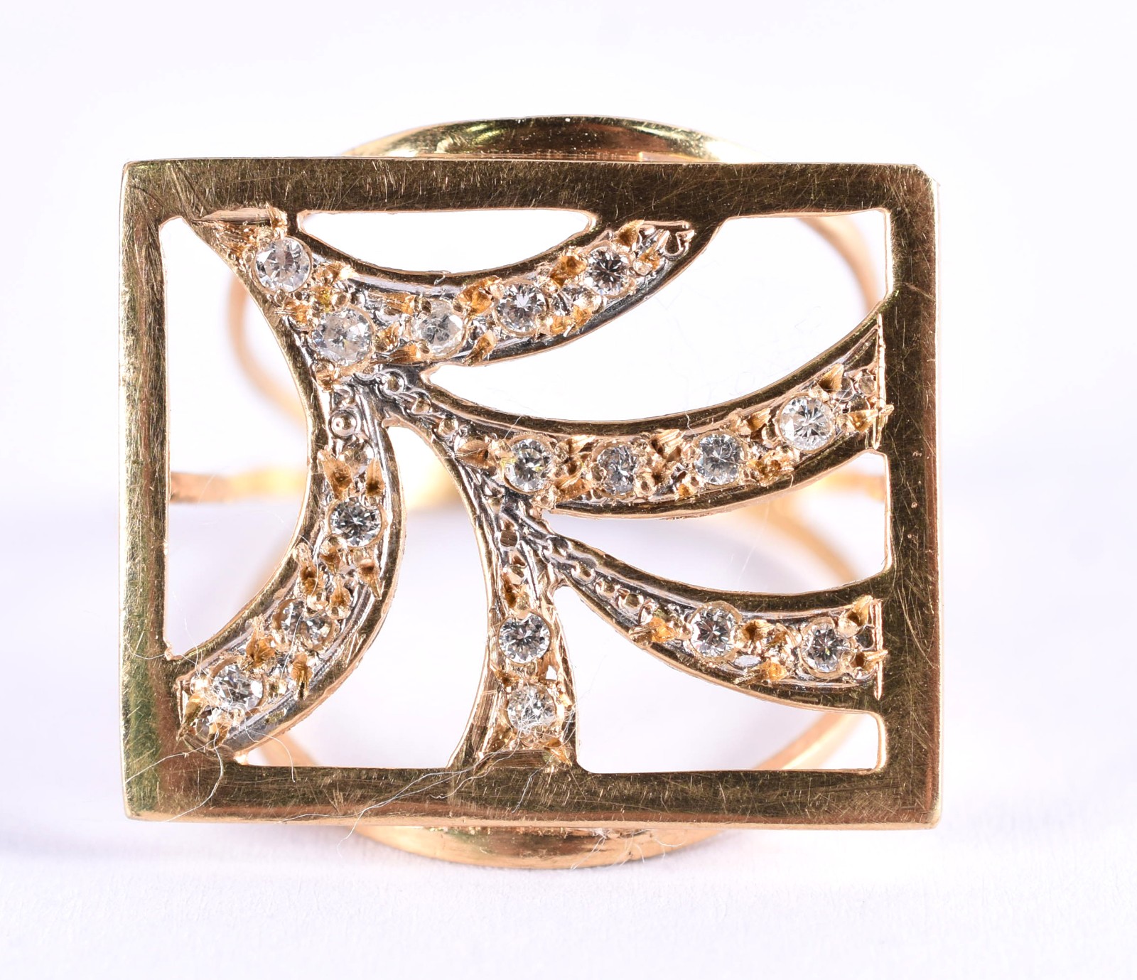 Anel de ouro amarelo 18 k contraste 750, feitio retangular com... - foto 2 de 4