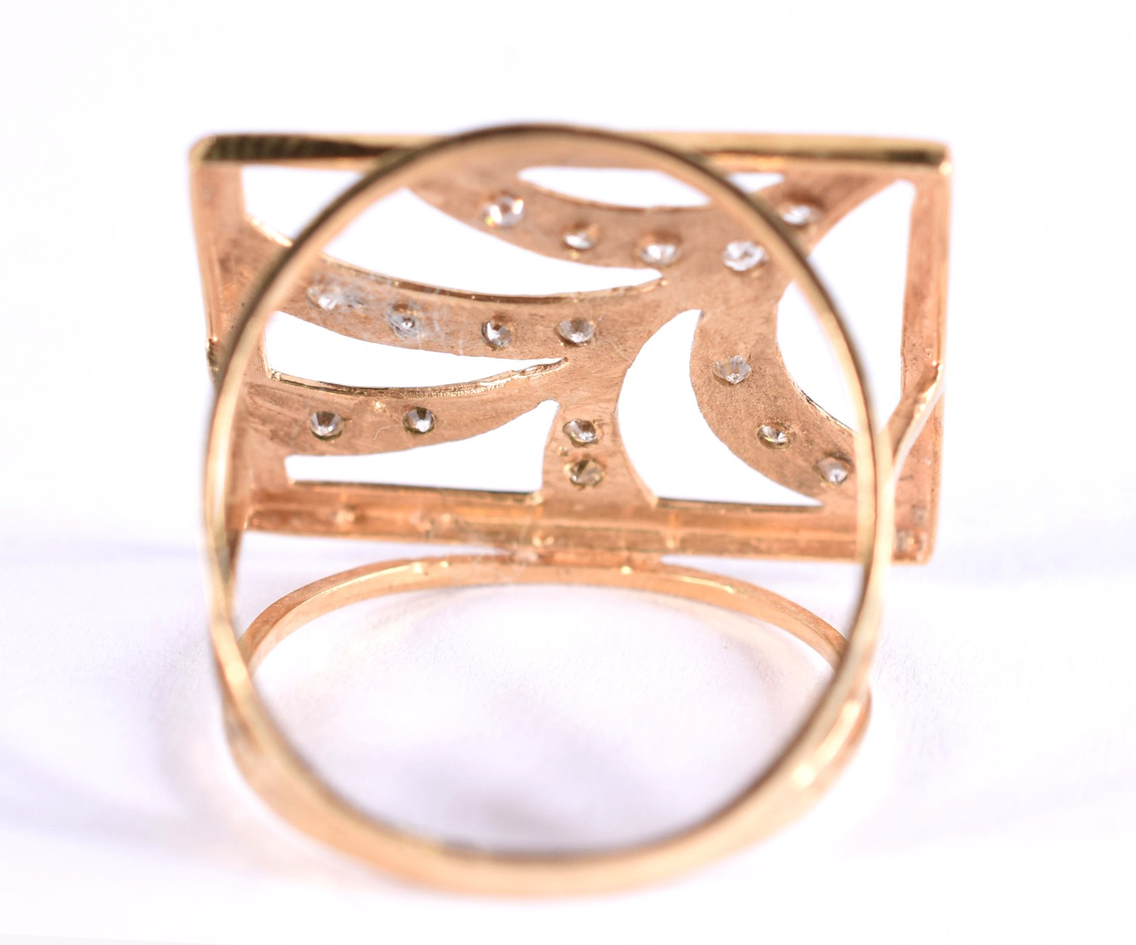 Anel de ouro amarelo 18 k contraste 750, feitio retangular com... - foto 3 de 4