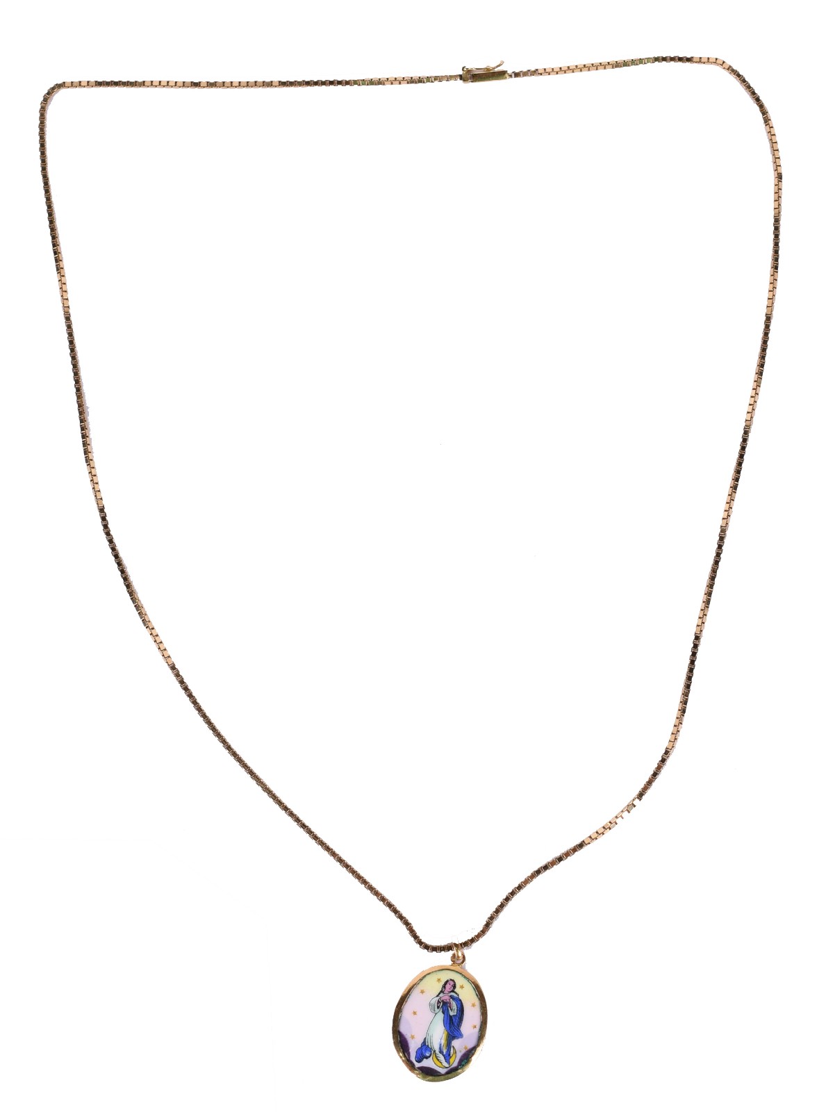 Colar de ouro 18 k contraste 750 com pingente de Nossa Senhora da... - foto 2 de 5